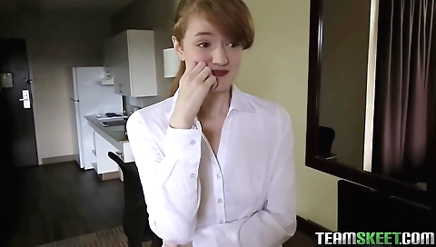 Curvy mature woman dildo up and fucks hard