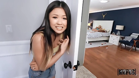 Sexy blonde girl with huge tits gets fucked in a hot tub