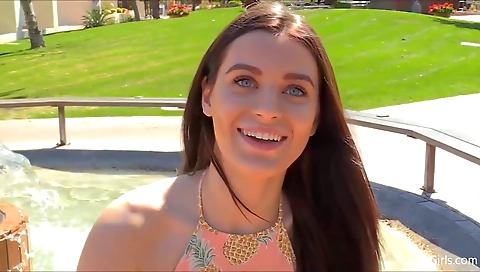 Sexy brunette hair in red lingerie and fucking