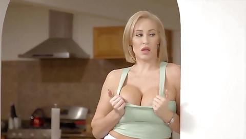 Hot milf in a stripper room and glas